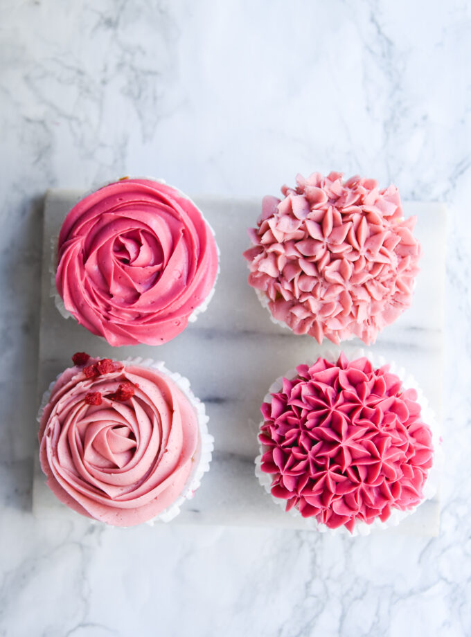 4 Floral Frosting Cupcakes