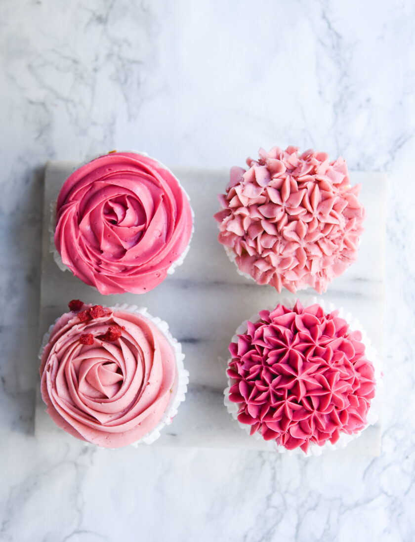 4 Floral Frosting Cupcakes